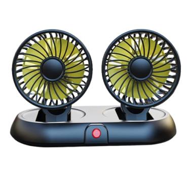 Imagem de Fã de carro USB, ventilador de carros portáteis - Double Head Auto Dashboard Cooler - Fãs elétricos de refrigeração de painel de cabeça dupla de 3 velocidades de 3 velocidades de 3 velocidades