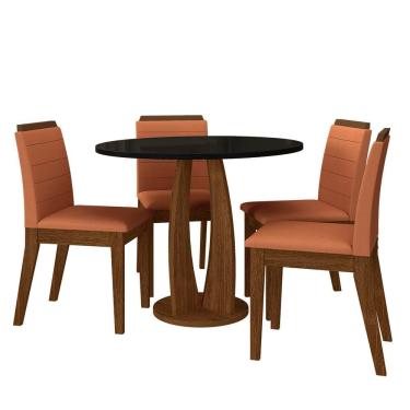 Imagem de Sala De Jantar Redonda Fontana Com 4 Cadeiras Fre/prt/terracota - Ma