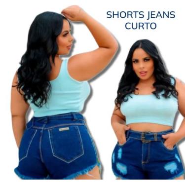 Imagem de Shortinhos Jeans Curto Bermuda Feminina Detalhe Desfiado Roupa Mulher 