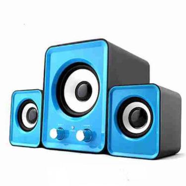 Imagem de Caixa De Som Subwoofer Para Pc E Celular Cabo P2 - Azul