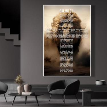 Imagem de Quadro decorativo salmo 91 - MeMoldura, Moldura Branca, 80x120cm