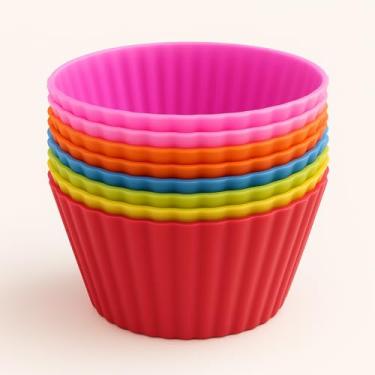 Imagem de Kit com 12 Forminhas de Silicone para Cupcake, Muffin e Doces Reutilizáveis, Antiaderentes e Coloridas