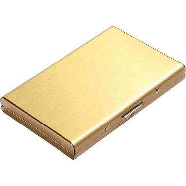 Imagem de Carteira com porta-cartões de metal, ultrafina, de aço inoxidável, com bloqueio de RFID, porta-cartões de crédito para homens e mulheres, Dourado, Small Pocket size, Clássico