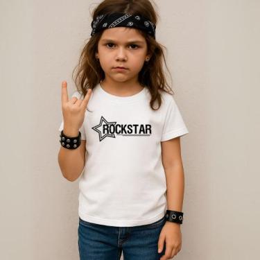 Imagem de Camiseta Infantil Unissex Estampada Rockstar Estrela 058 Blusa 100% Al