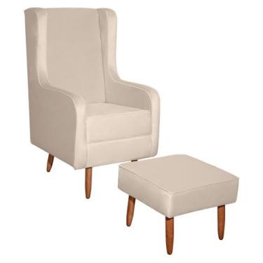 Imagem de Poltrona de Amamentação Retrô com Pés Palito e Puff - Fratello, Veludo