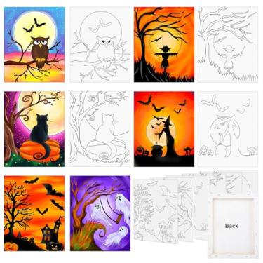 Imagem de COCHIE Pacote com 6 telas pré-desenhadas para pintar, 20 x 25 cm, tela pré-impressa assustadora para mulheres, brinque de festa, tela pré-esboçada para pintura para adultos