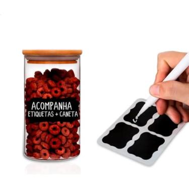 Imagem de Kit De 6 Potes Herméticos Vidro Tampa Bambu 300ml