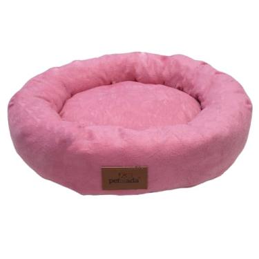 Imagem de Cama redonda para pet cachorro gato de porte médio Petizada anti-alérgica fofinha confortável quentinha fácil de lavar 60x60x16cm (Rosa)