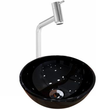 Imagem de Kit Cuba de Apoio Redonda C01 R30W Banheiro Lavabo com Torneira Válvul