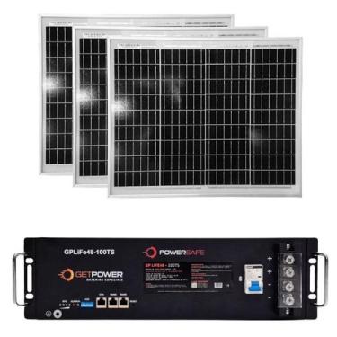 Imagem de Kit Bateria de Lítio GetPower 100Ah 48V e 2 Painel Solar 80W - SUN21, 