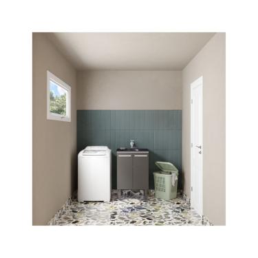 Imagem de Gabinete com Tanque para Lavanderia - Preto - 2 Portas - 60x50cm 100% Aço - Venus - Cozimax