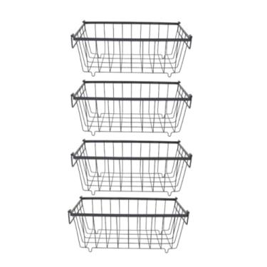Imagem de AFXGUSD Conjunto de 4 Caixas de Armazenamento Profundas para Freezer de Arame para Despensa, Mesa, Prateleira, Armário, Cozinha