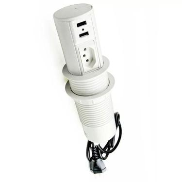 Imagem de Mini Torre Totem Automatico 1 Tomada 10a 2 Usb - Branca