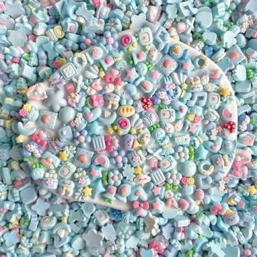 Imagem de Conjunto fofo de 100 peças de pingentes de geleca mini a granel conjunto de pingentes de resina misturada ornamento de resina flatback artesanato para scrapbooking joias fazer decorações de grampo de