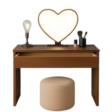 Imagem de Penteadeira compacta pequena com gavetas, 90 cm, moderna para quarto e banheiro (FREIJÓ)