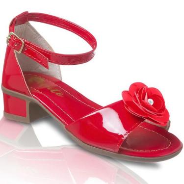 Imagem de Sandália Feminina Infantil Com Saltinho Baixo Sapato Salto Elegante - 