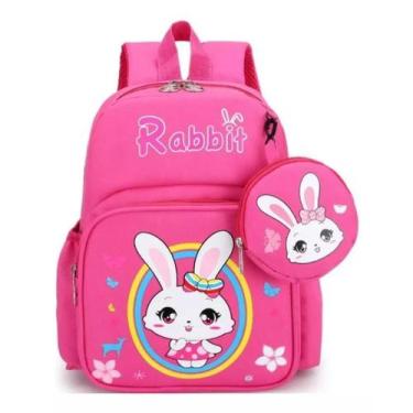 Imagem de Mochila Infantil Escolar Coelhinha Rosa Com Bolsinha Menina - Coelhinh