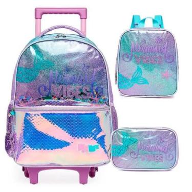 Imagem de Mochila De Rodinha + Lancheira + Estojo Pack Me Fundo Do Mar - Pacific