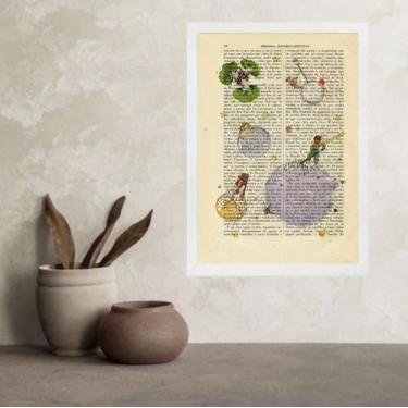 Imagem de Quadro Vintage Pequeno Príncipe - Planetas 33X24Cm - Quadros On-Line