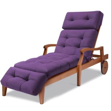 Imagem de Almofada de espreguiçadeira longa à prova d'água, almofadas para espreguiçadeiras, almofadas de espreguiçadeira para ambientes internos 189 x 56 x 12 cm, preto (roxo)