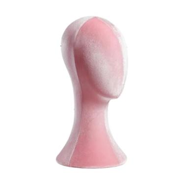 Imagem de OIIBWQ Cabeça de Manequim Modelo Roda Dentada Fácil de Usar Suporte de Armazenamento Chapéu Suporte para Chapéu de Cowboy Cosmetologia Boné Compras Loja, Rosa