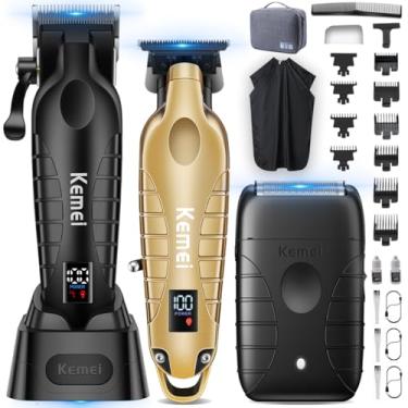 Imagem de KEMEI Aparadores de cabelo para homens profissionais, conjunto de cortadores e aparadores de barbeiro, barbeador de folha para homens, kit de barbeiro e aparador de cabelo, kit de corte de cabelo, KM