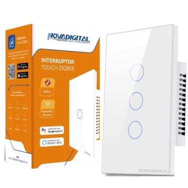 Imagem de Interruptor novadigital zigbee touch 3 botões - Nova Digital, Branco