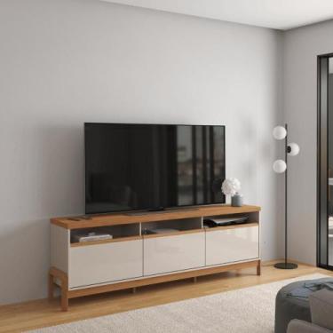 Imagem de Rack para sala Roma off white new/jequitiba - Mais de Casa