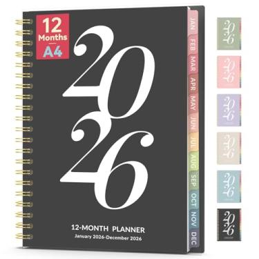 Imagem de Agenda 2024, planejador mensal semanal espiral encadernado, janeiro - dezembro de 2024, Forvencer Aesthetic Agenda Planner, planejador mensal de 21,5 x 28 cm com aba do mês, capa flexível (A4, preto)