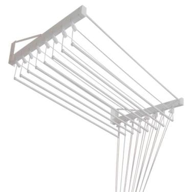 Imagem de Varal De Parede Individual 165cm x 06 Varetas Em Alumínio Branco Varal