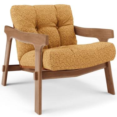 Imagem de Poltrona Decorativa Fixa Para Sala Living Ikary L02 Canela Prime Bouclê Mostarda - Lyam Decor