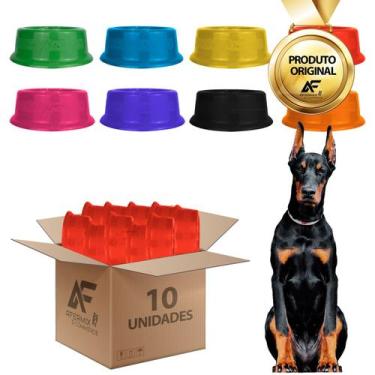 Imagem de 10un Comedouro Bebedouro Simples Cães Gatos 1900ml Plástico - AferMix,