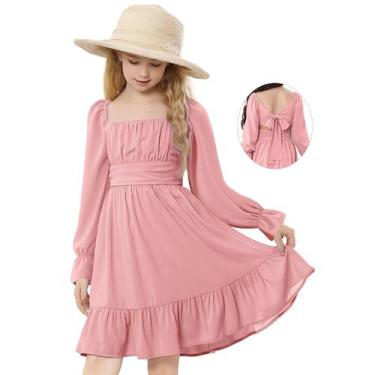 Imagem de Vestido Zando rosa para meninas de manga comprida de 11 a 12 anos GG