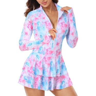 Imagem de Roupa de banho Rash Guard UNIQUEBELLA para mulheres Modest UV50+ de ma