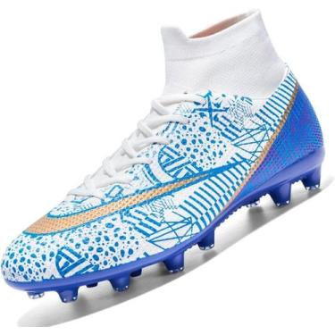 Imagem de Tênis de futebol masculinos de futebol com pontas longas, couro e borr