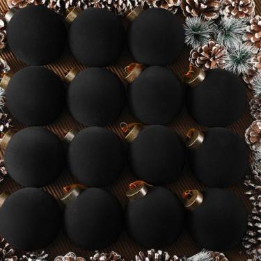 Imagem de Bolas de Natal de veludo preto Liliful, 15 peças, 8 cm