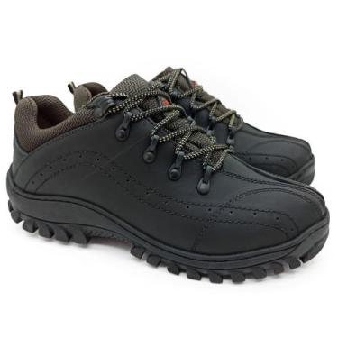 Imagem de Tênis Adventure Couro Masculino Cadarço Resistente Trilha Rapel Confor