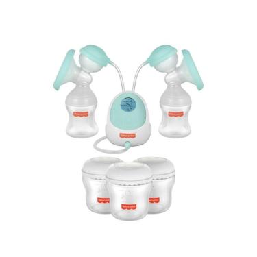 Imagem de Kit Bomba de Leite Eletrica Dupla Fisher Price + 3 Frascos pra Armazenar Leite - BB1224K