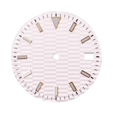 Imagem de OUFEIJIA NH35 Mostrador de relógio 29 mm azul dourado branco, substituição para NH36 Movement Watch Making Kit, Branco, 29mm