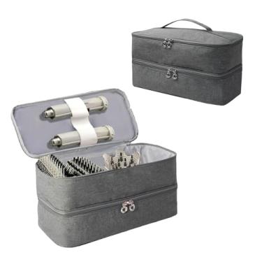 Imagem de Labreccos Estojo de transporte de viagem compatível com Shark Flexstyle SpeedStyle, bolsa de armazenamento de camada dupla para cabelo modelador de ar acessório quente (cinza)
