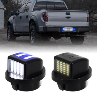 Imagem de Luzes LED azuis para placa de licença para Ford F150 1990-2014 para 1999-2016 F250 F350 para Ranger Bronco Explorer Excursion Expedition, com fita marcador de tubo neon OLED em forma de C