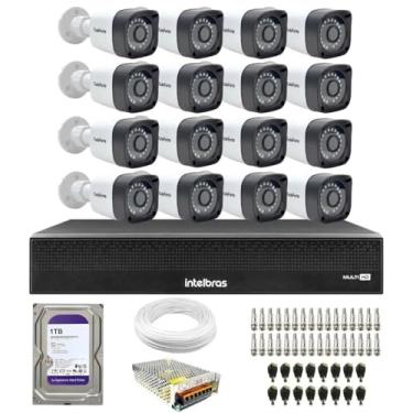 Imagem de Kit 16 Câmeras Tudo Forte TF 2020 B Full HD Bullet Visão 20M IP66 + DVR Gravador Intelbras MHDX 3116-C 16 Canais + HD 1TB