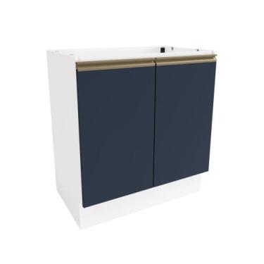 Imagem de Balcão Celeste Kappesberg 100% Mdf 2 Portas Branco/azul 80cm