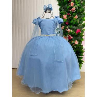 Imagem de Vestido de Festa Infantil Longo Azul Bebe Daminha Menina para Meninas 