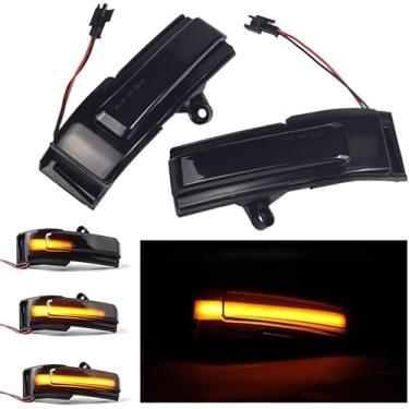 Imagem de Hacreyatu Luzes de seta de mudança sequenciais com espelho lateral de LED dinâmico para Ford F150 2015 2016 2017 2018 2019 2020