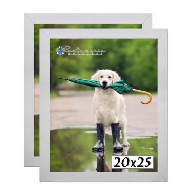 Imagem de 2X Kit 2 Porta Retrato Molduras 20X25 Branco Liso