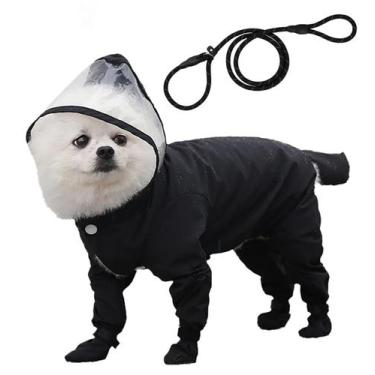 Imagem de Capa de chuva para cães IOICYBF refletiva impermeável com capuz para c