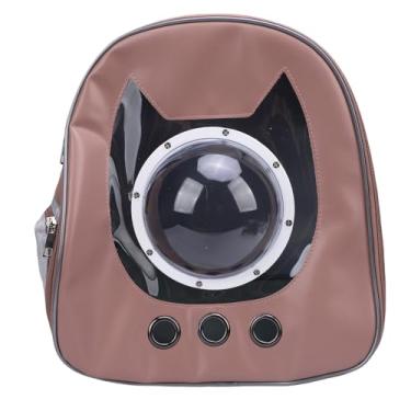 Imagem de Luocute Porta-mochilas para Gatos Porta-animais de Couro PU de Grande Espaço Com Orifícios de Ventilação Inovadores Mochila Bolha para Gatos Aprovada Pela Companhia Aérea para Viagens e (Marrom)