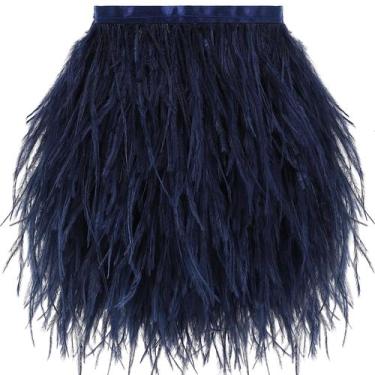 Imagem de Feather Trim Soarer azul marinho, avestruz, 2 jardas, 13-18 cm