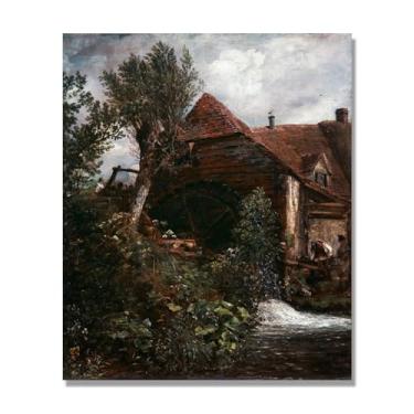 Imagem de NHLDZYH Arte de parede John Constable, (Gillingham Mill), pôster de pinturas famosas, decoração de parede com impressão de imagem retrô de romantismo. Apenas tela 60 x 72 cm - 23,6 x 28,3 pol